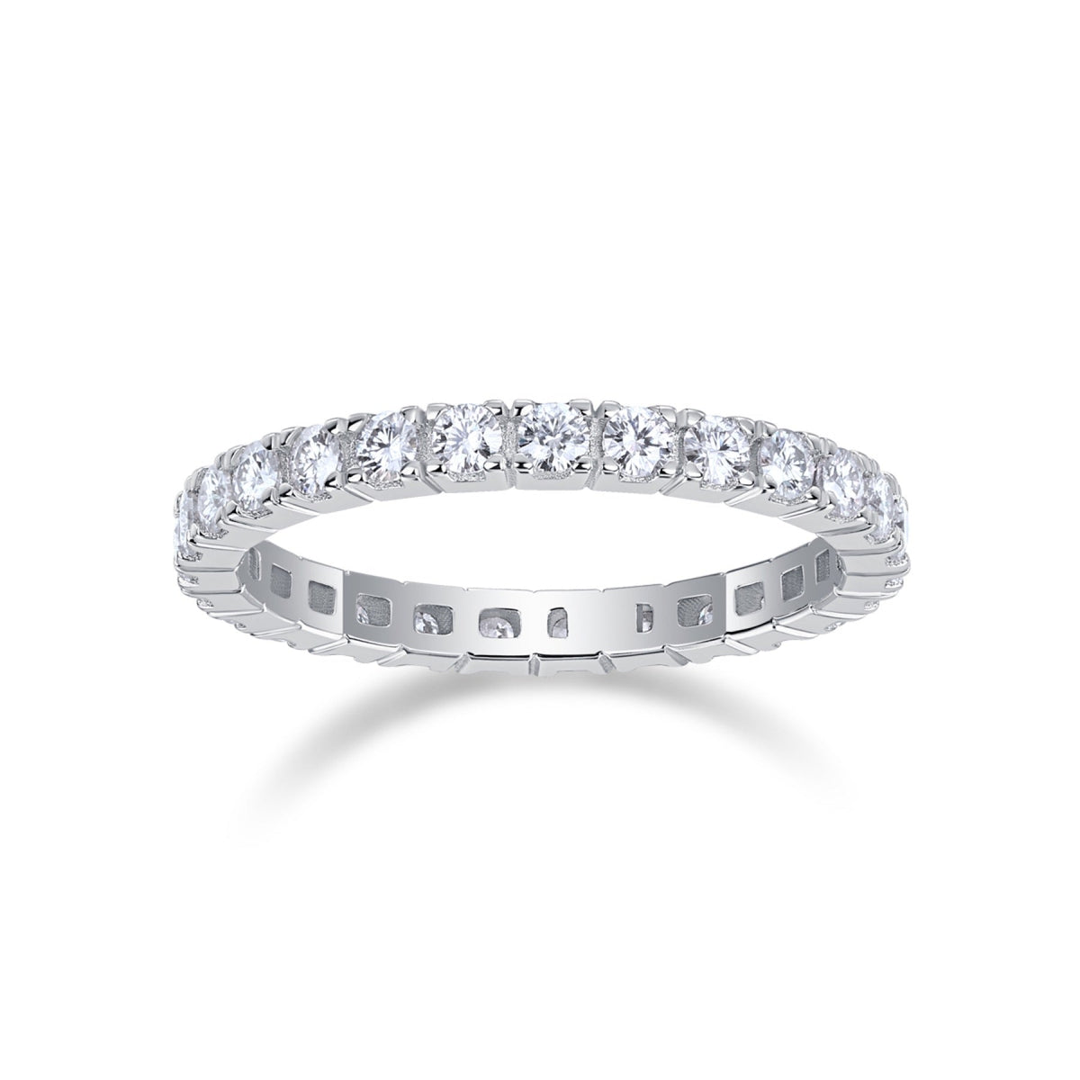Starbeam Moissanite Eternity Band Ring in Sterling Silver