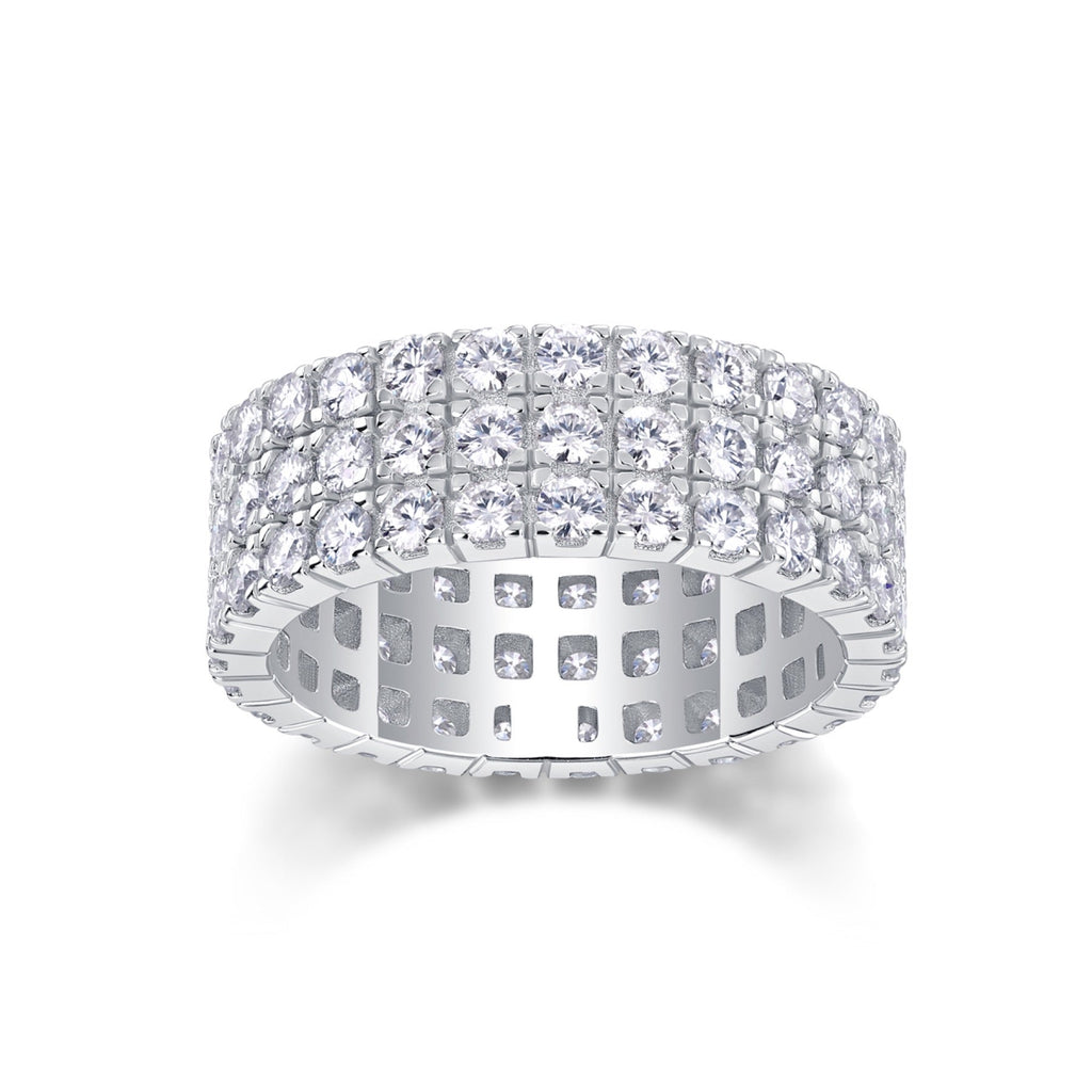 Waterlight Moissanite Eternity Band Ring in Sterling Silver