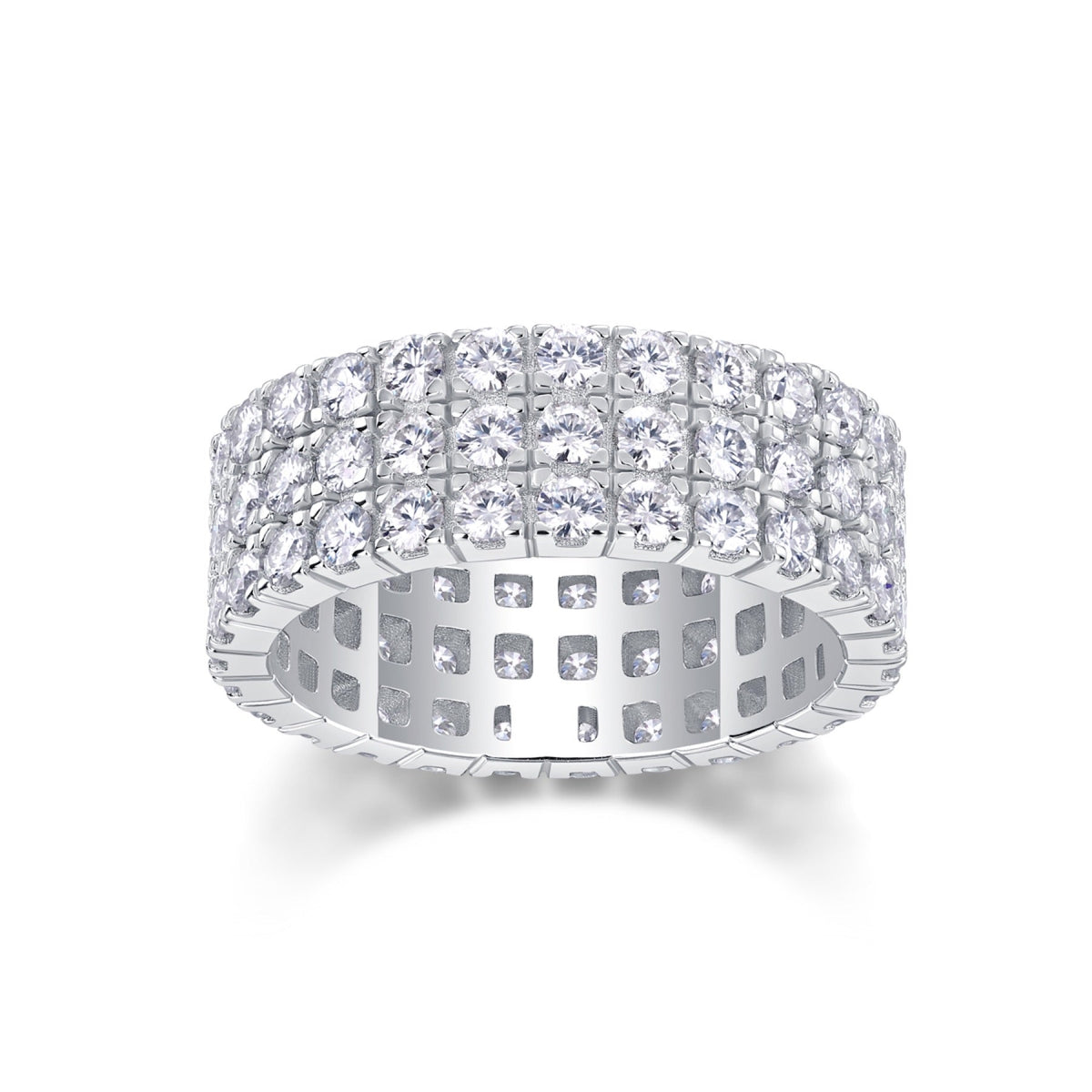 Waterlight Moissanite Eternity Band Ring in Sterling Silver