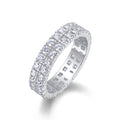 Crystal Moissanite Eternity Band Ring in Sterling Silver