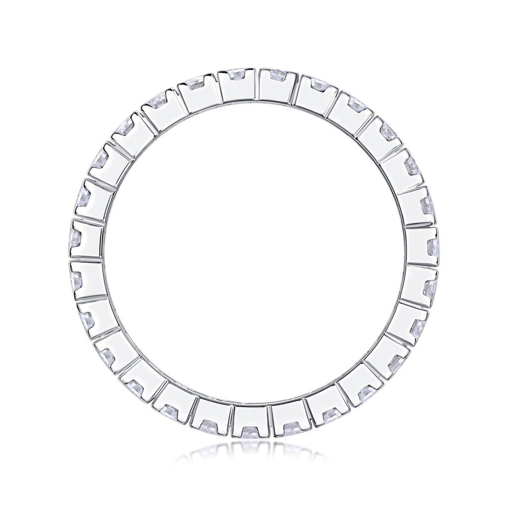 Crystal Moissanite Eternity Band Ring in Sterling Silver