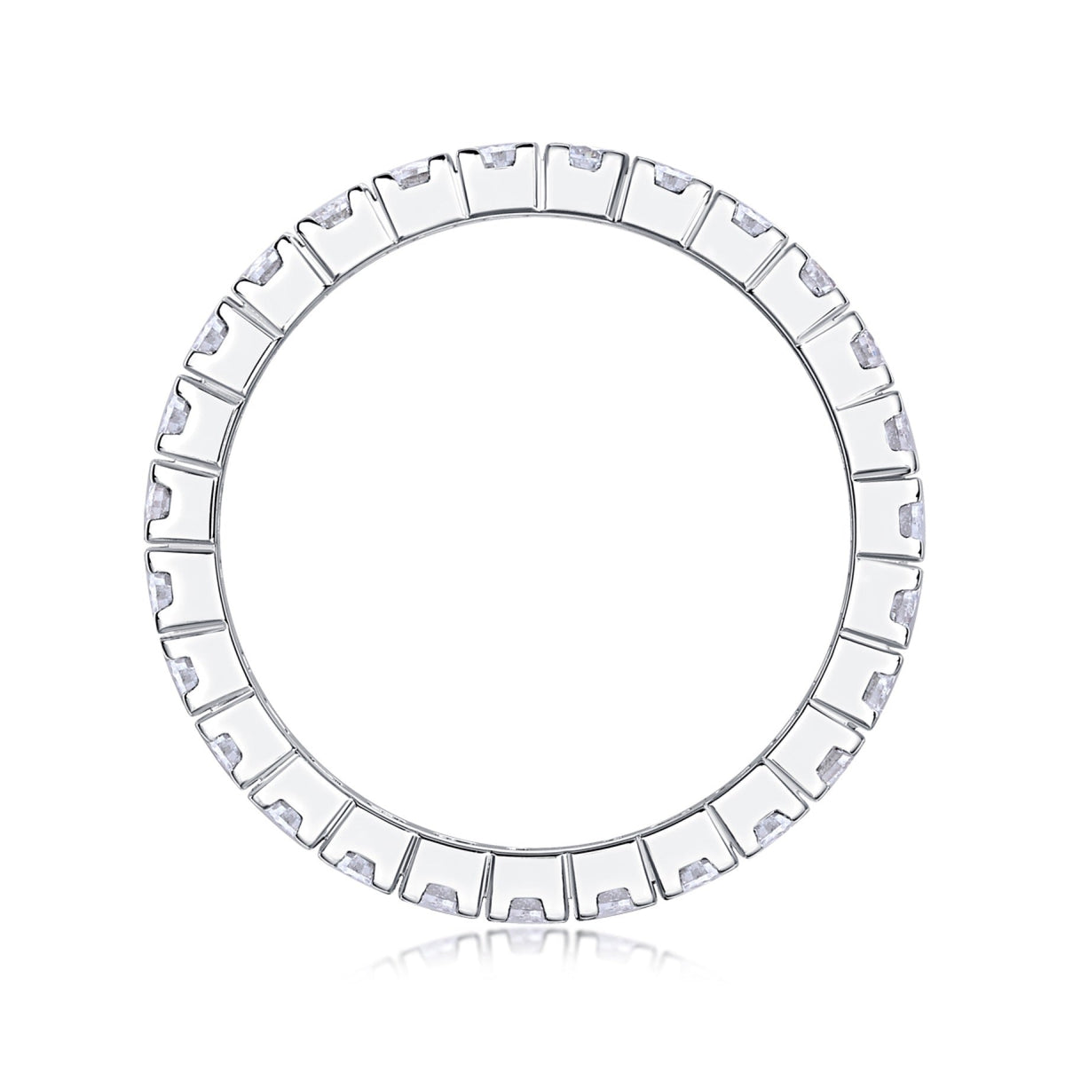 Crystal Moissanite Eternity Band Ring in Sterling Silver