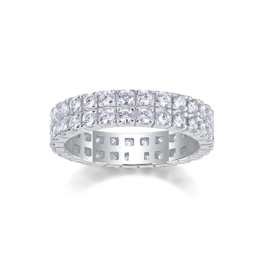 Crystal Moissanite Eternity Band Ring in Sterling Silver