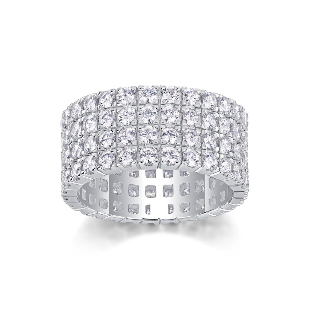 Shimmerwave Moissanite Eternity Band Ring in Sterling Silver