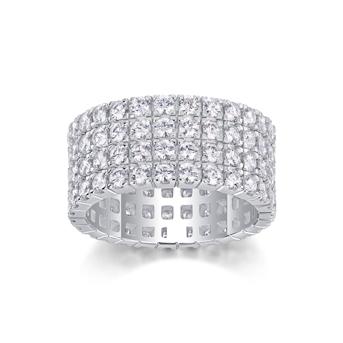 Shimmerwave Moissanite Eternity Band Ring in Sterling Silver