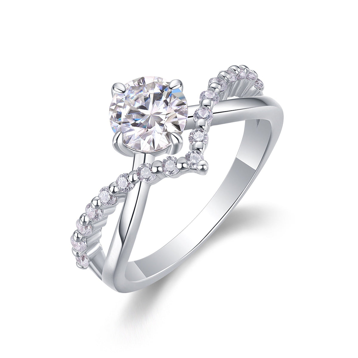 Crownlove Moissanite Band Ring in Sterling Silver