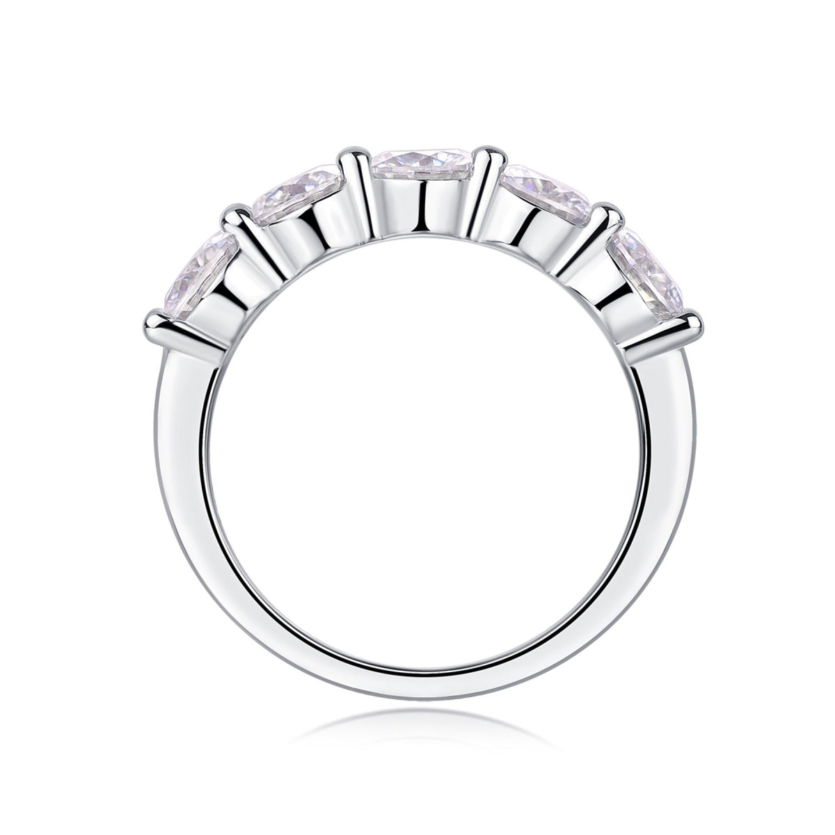 Tercet Moissanite Five-Stone Ring in Sterling Silver