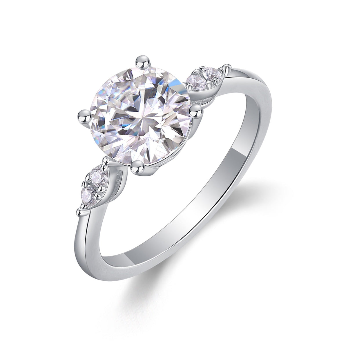 Leap 2 Carat Moissanite Solitaire Ring in Sterling Silver