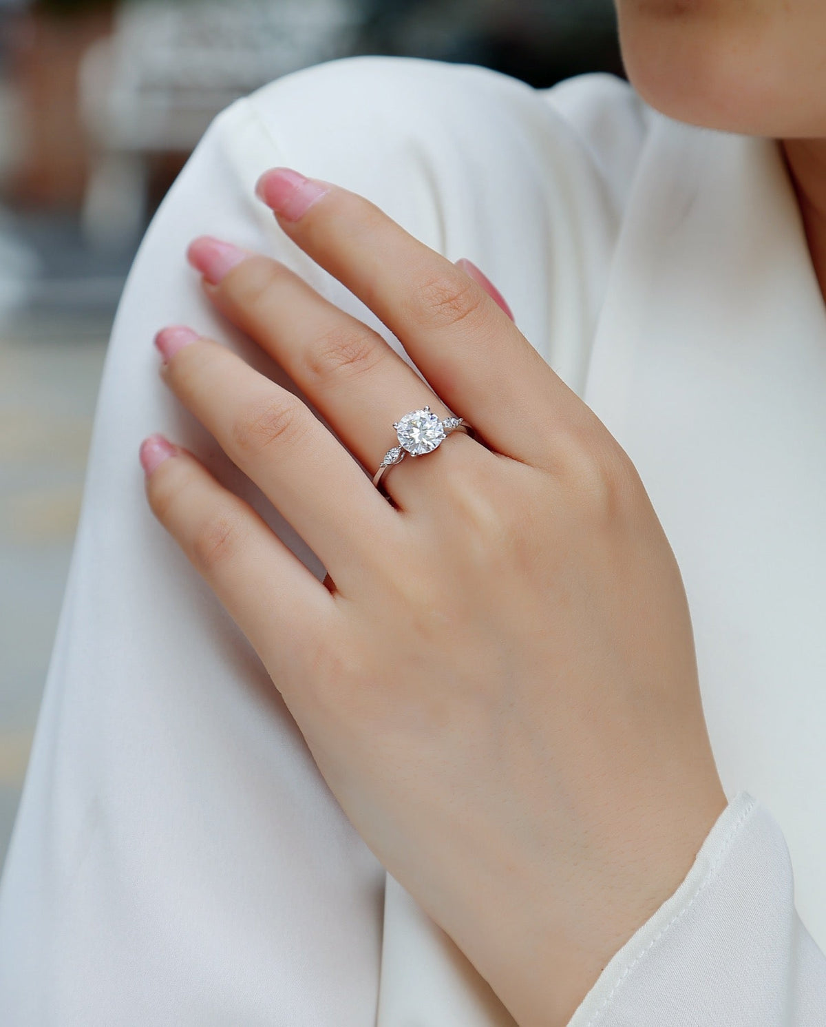 Leap 2 Carat Moissanite Solitaire Ring in Sterling Silver
