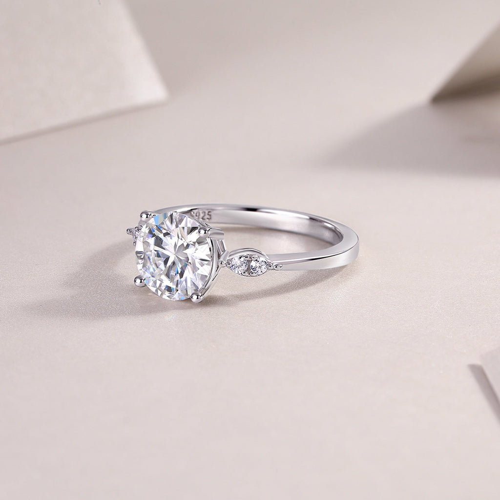 Leap 2 Carat Moissanite Solitaire Ring in Sterling Silver