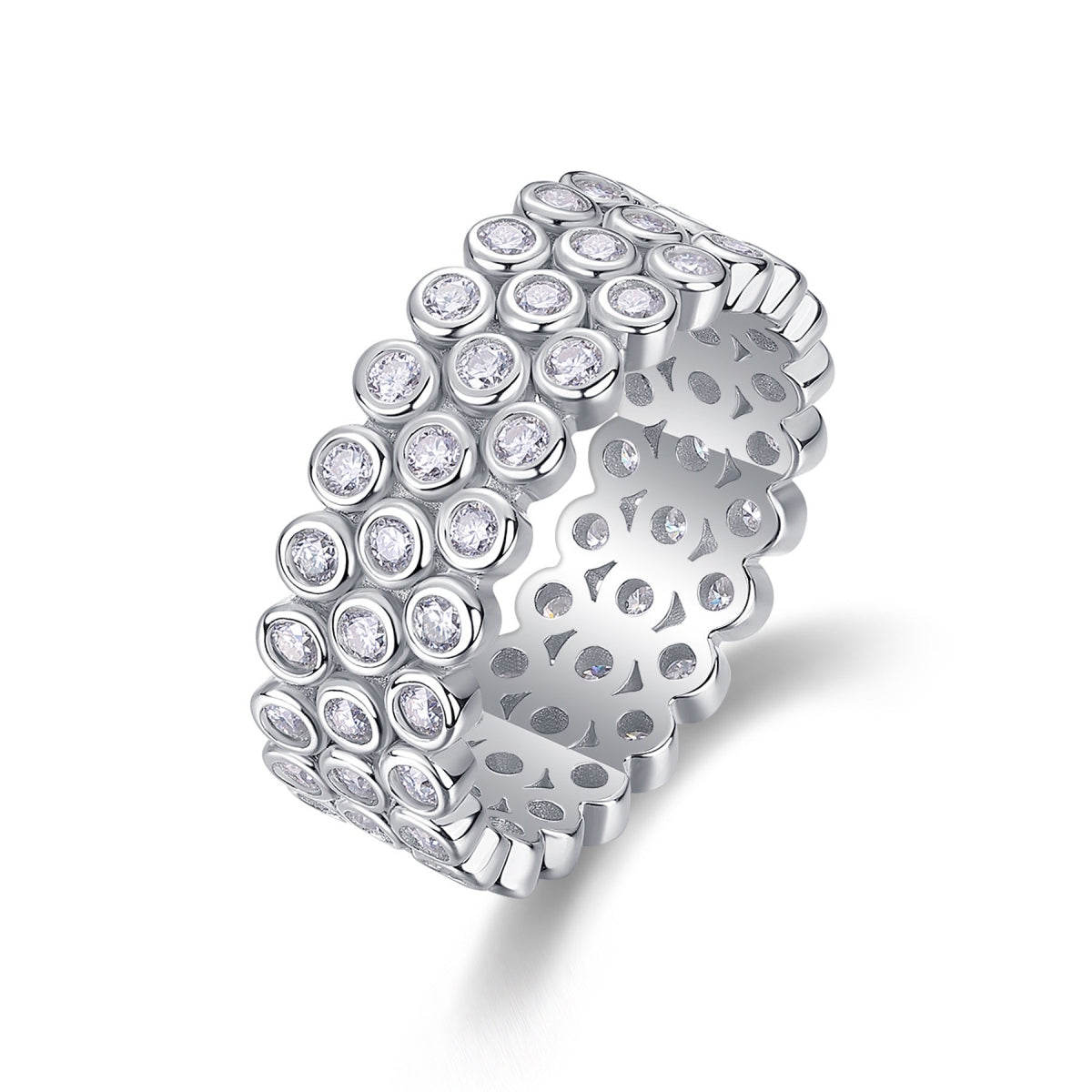 Bubbles Moissanite Eternity Band Ring in Sterling Silver