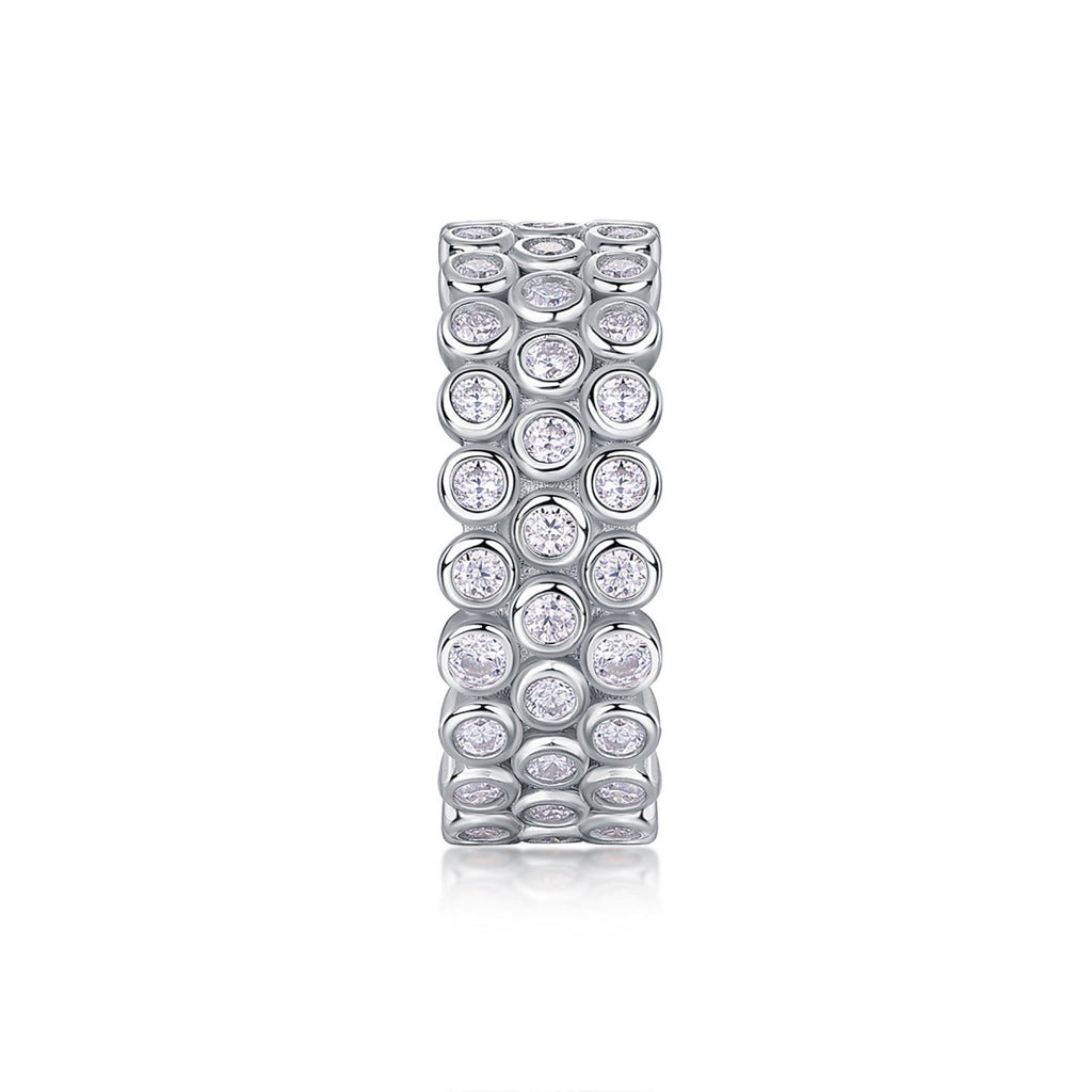 Bubbles Moissanite Eternity Band Ring in Sterling Silver