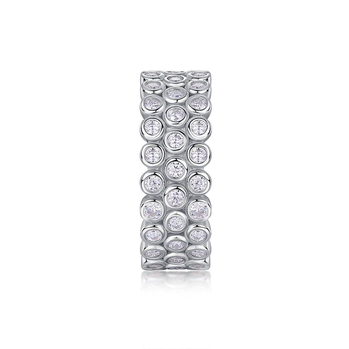 Bubbles Moissanite Eternity Band Ring in Sterling Silver