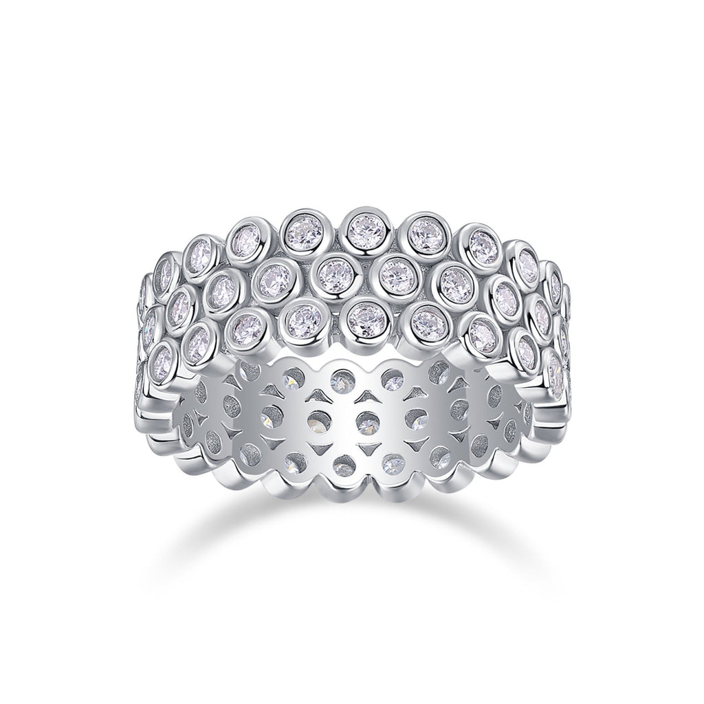 Bubbles Moissanite Eternity Band Ring in Sterling Silver
