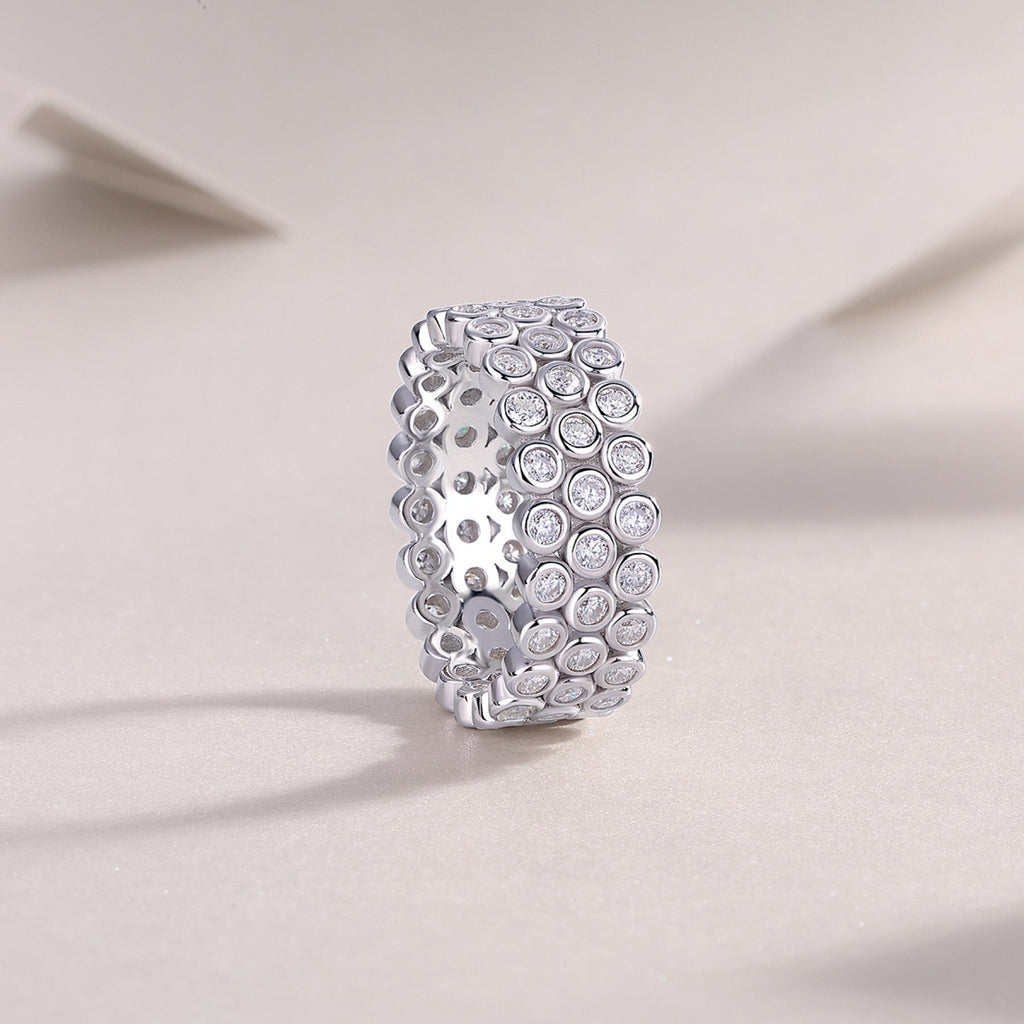 Bubbles Moissanite Eternity Band Ring in Sterling Silver