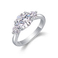 Trine 2 Carat Moissanite Three-Stone Ring in Sterling Silver