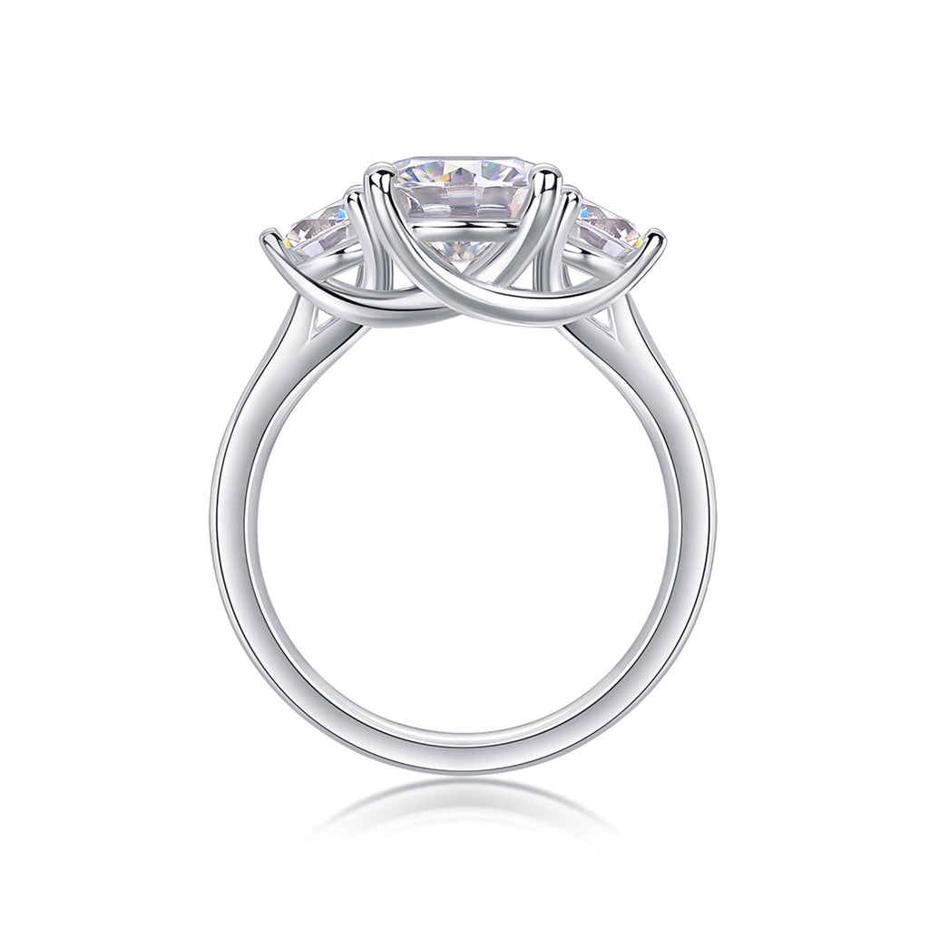 Trine 2 Carat Moissanite Three-Stone Ring in Sterling Silver
