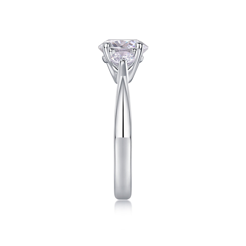 Trine 2 Carat Moissanite Three-Stone Ring in Sterling Silver