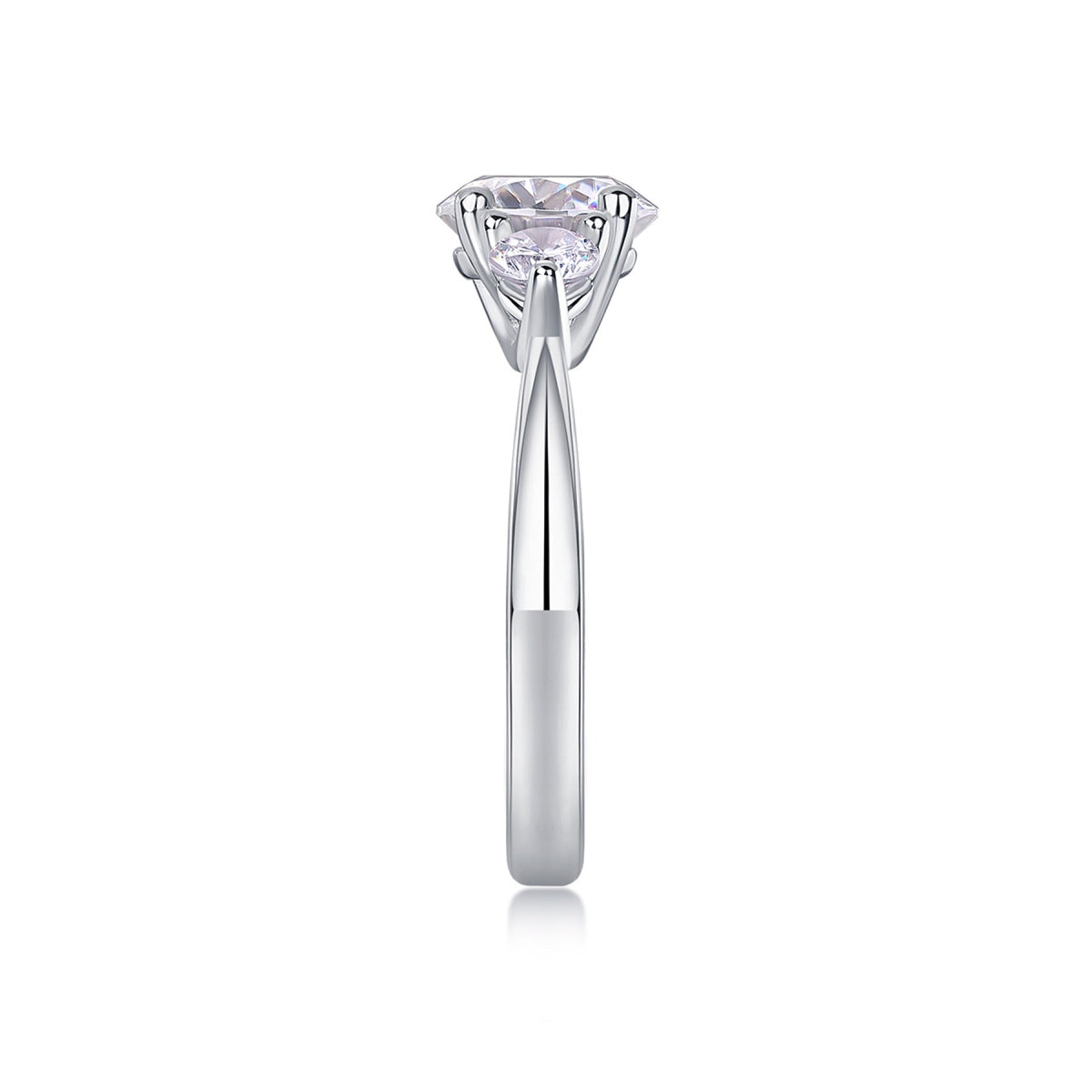 Trine 2 Carat Moissanite Three-Stone Ring in Sterling Silver