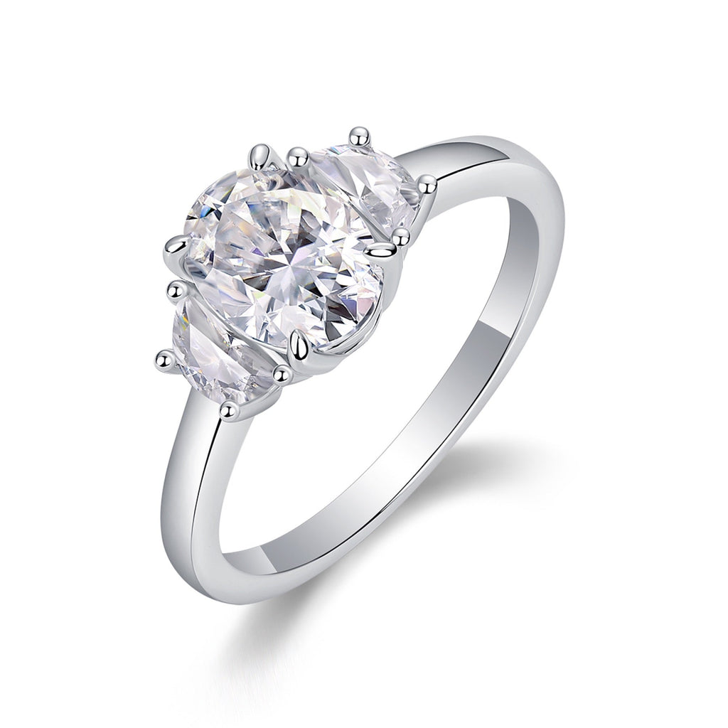 Silverglow Oval-Cut Moissanite Solitaire Ring in Sterling Silver