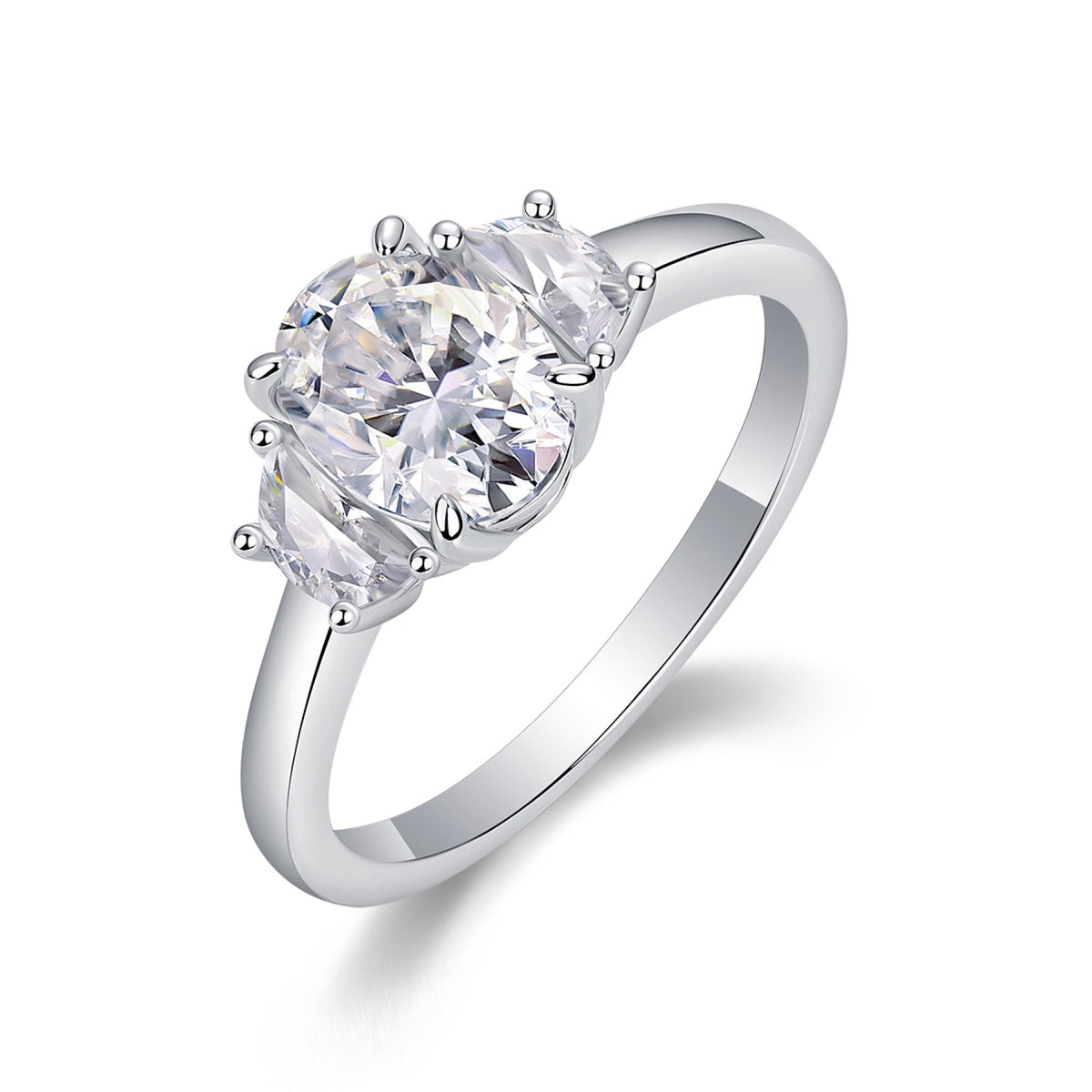 Silverglow Oval-Cut Moissanite Solitaire Ring in Sterling Silver