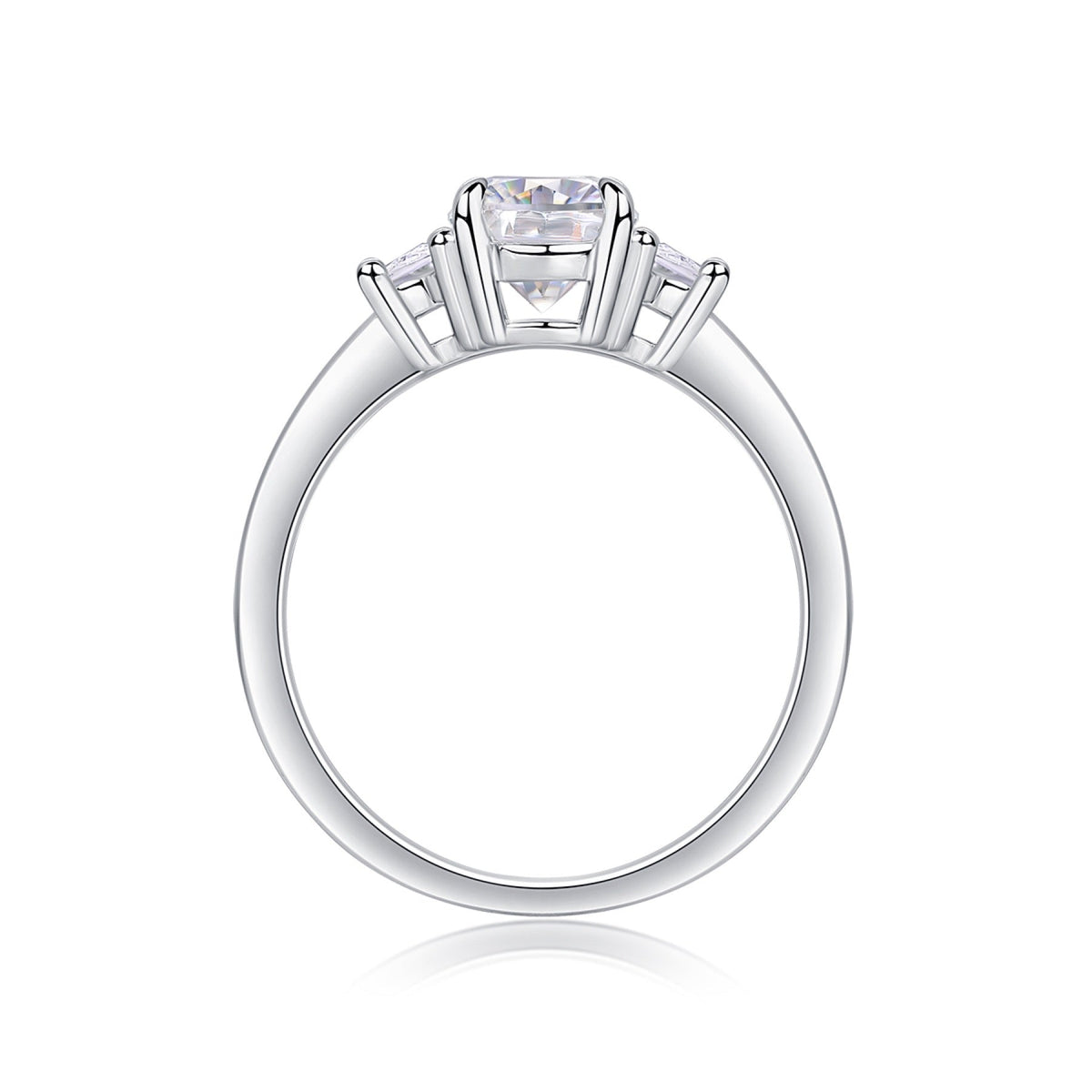 Silverglow Oval-Cut Moissanite Solitaire Ring in Sterling Silver