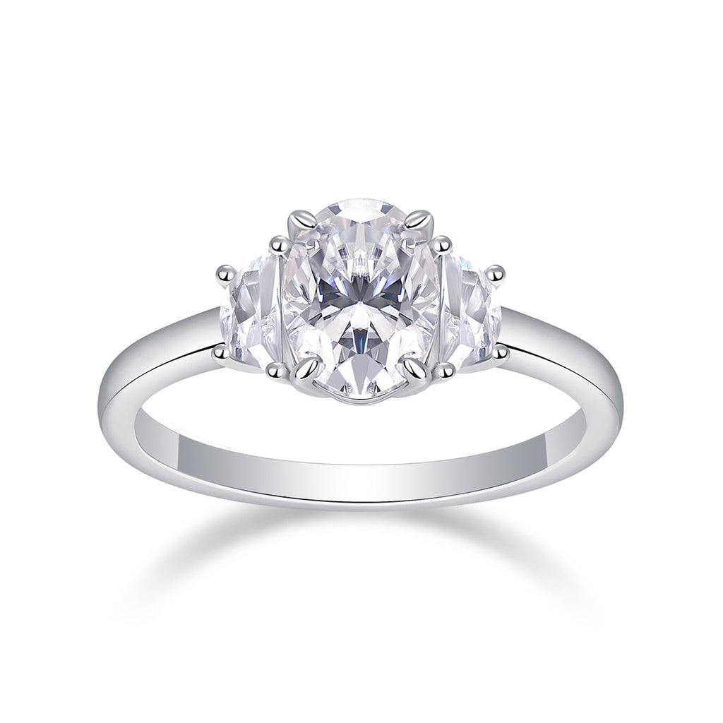 Silverglow Oval-Cut Moissanite Solitaire Ring in Sterling Silver