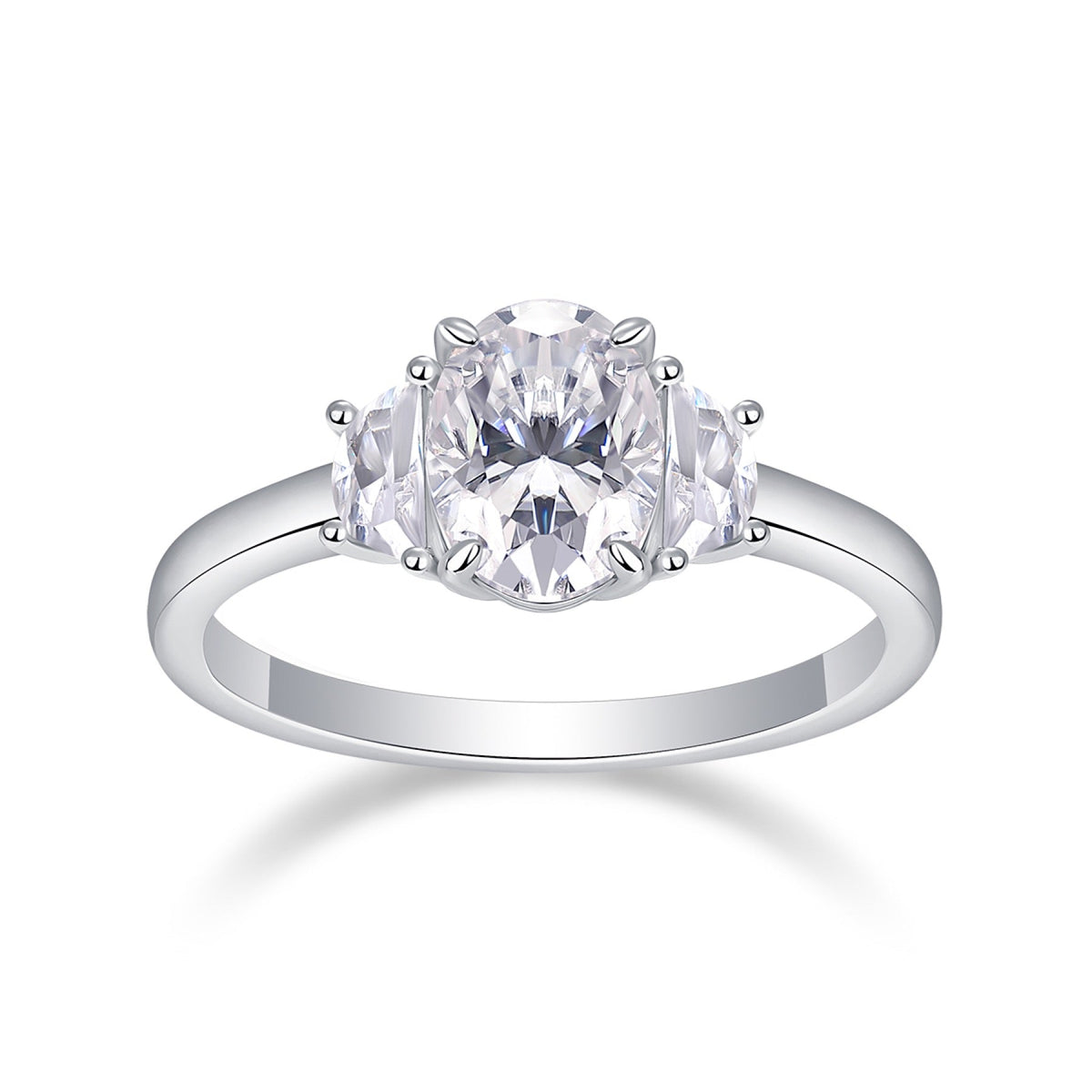 Silverglow Oval-Cut Moissanite Solitaire Ring in Sterling Silver