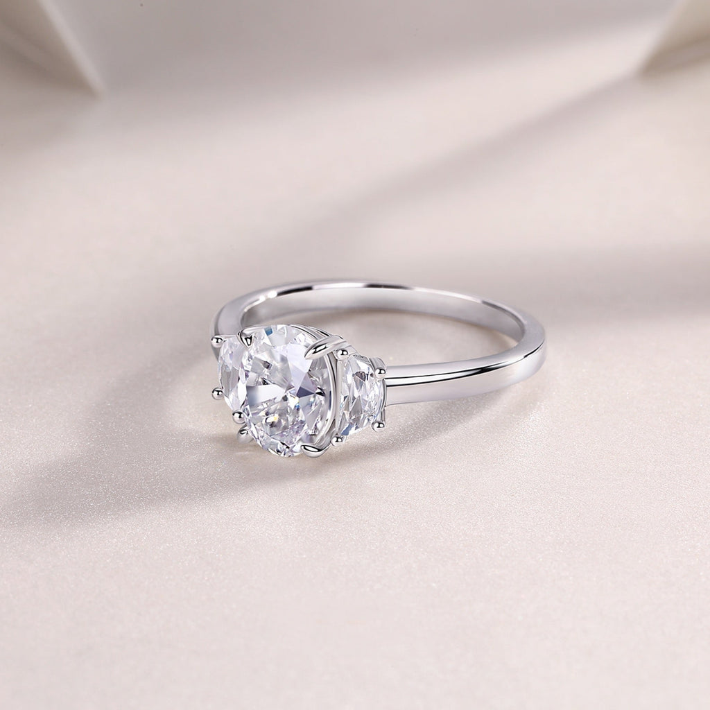 Silverglow Oval-Cut Moissanite Solitaire Ring in Sterling Silver