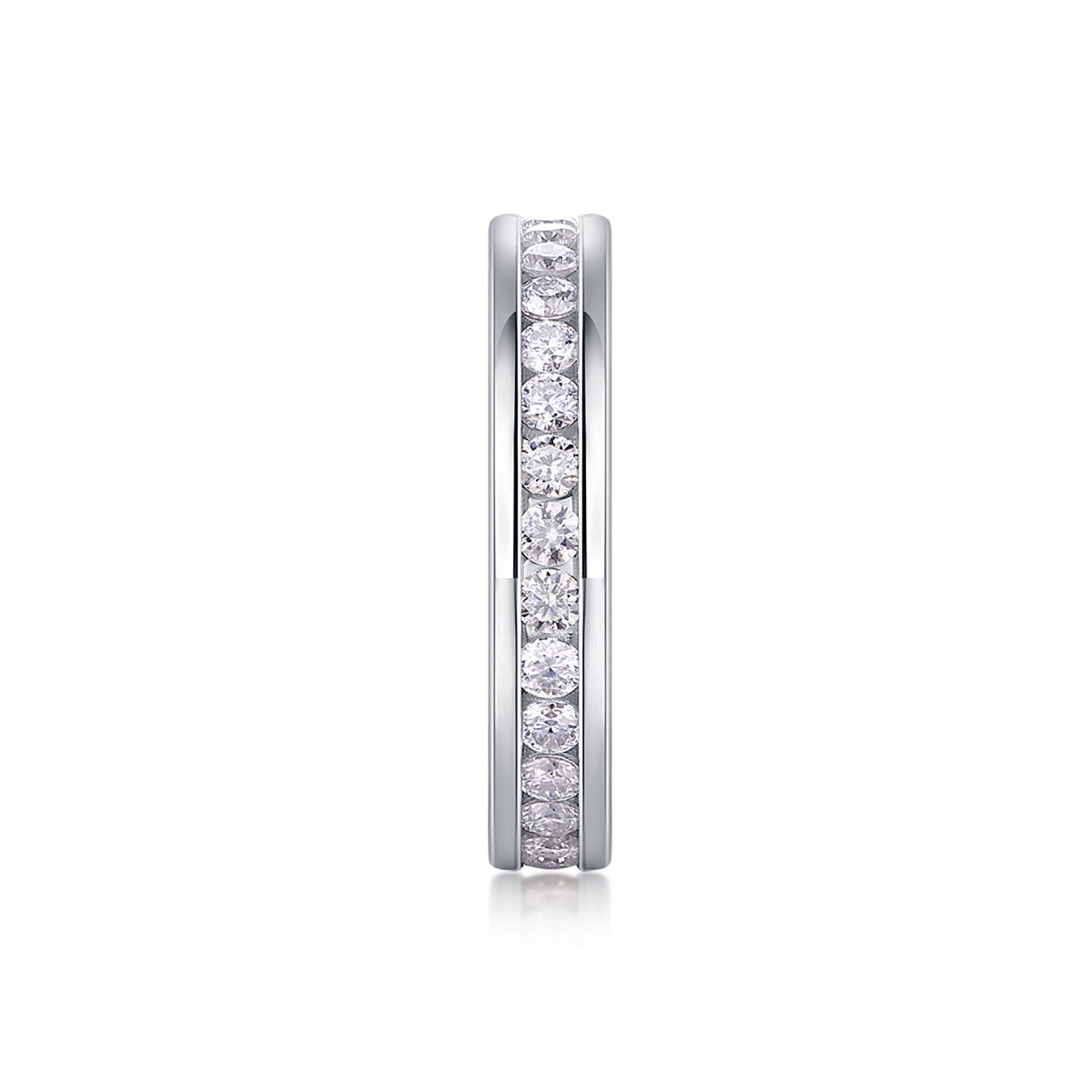 Twinlight Moissanite Eternity Band Ring in Sterling Silver