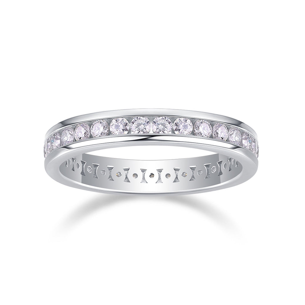 Twinlight Moissanite Eternity Band Ring in Sterling Silver