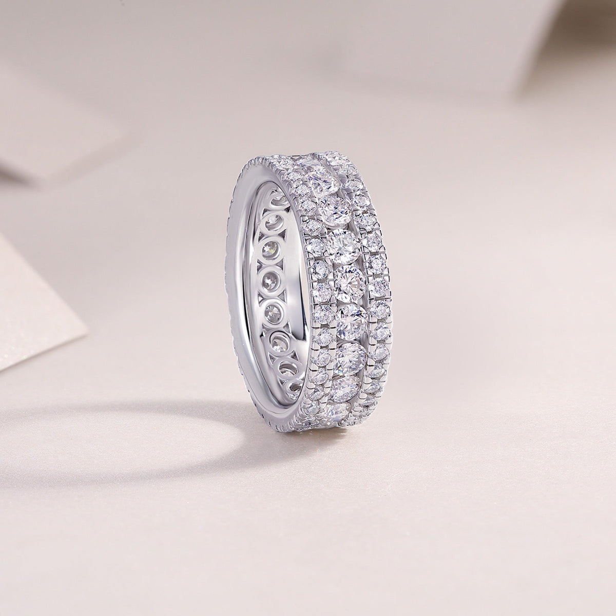 Purity Moissanite Eternity Band Ring in Sterling Silver