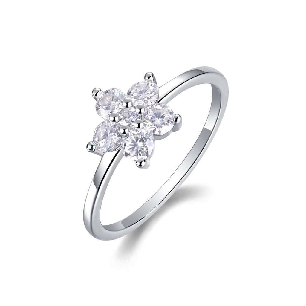 Daisy Moissanite Flower Ring in Sterling Silver