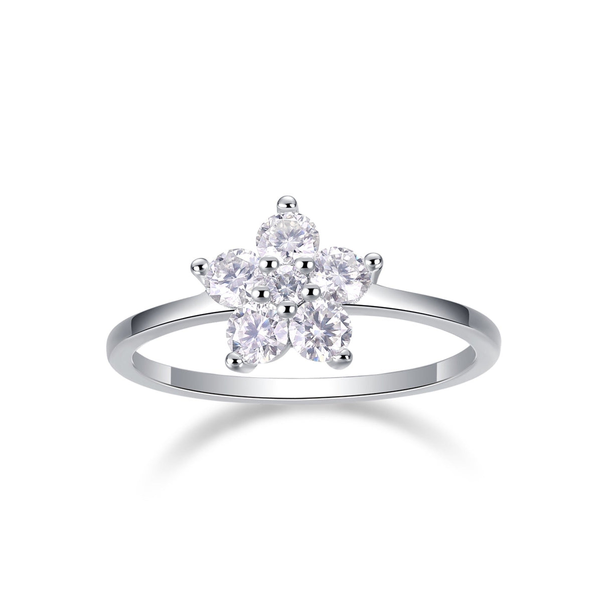 Daisy Moissanite Flower Ring in Sterling Silver