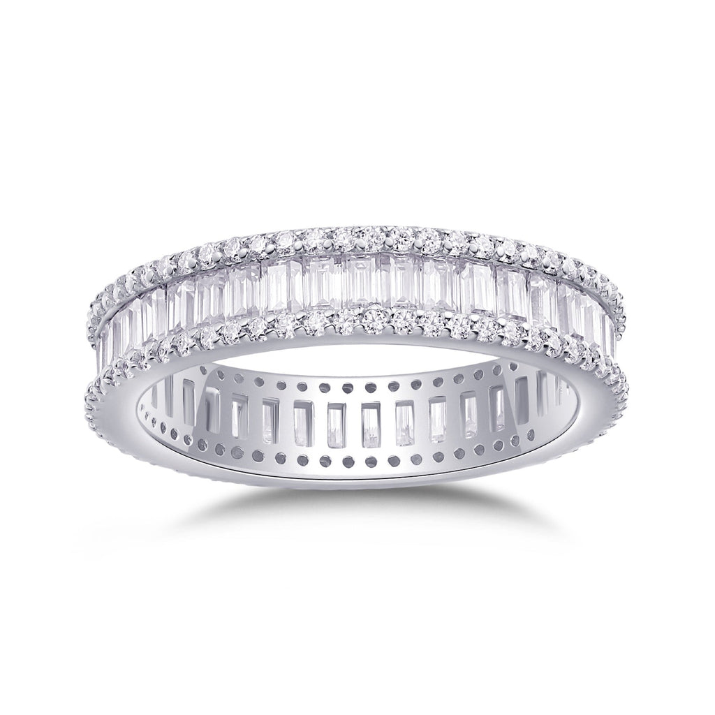 Fullstar Moissanite Eternity Band Ring in Sterling Silver
