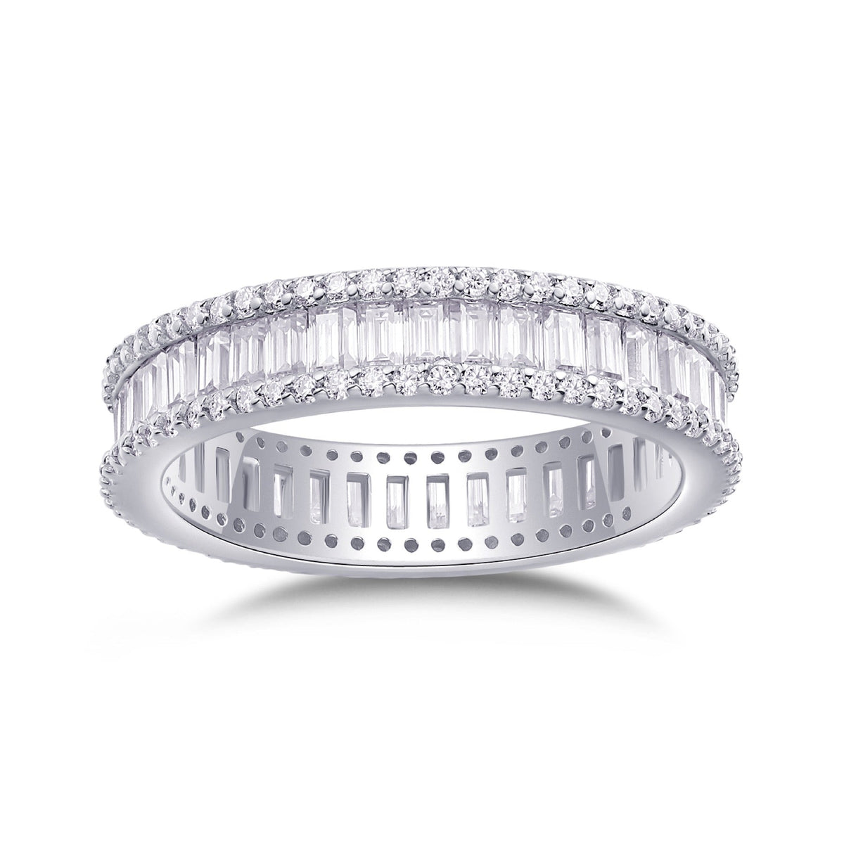Fullstar Moissanite Eternity Band Ring in Sterling Silver