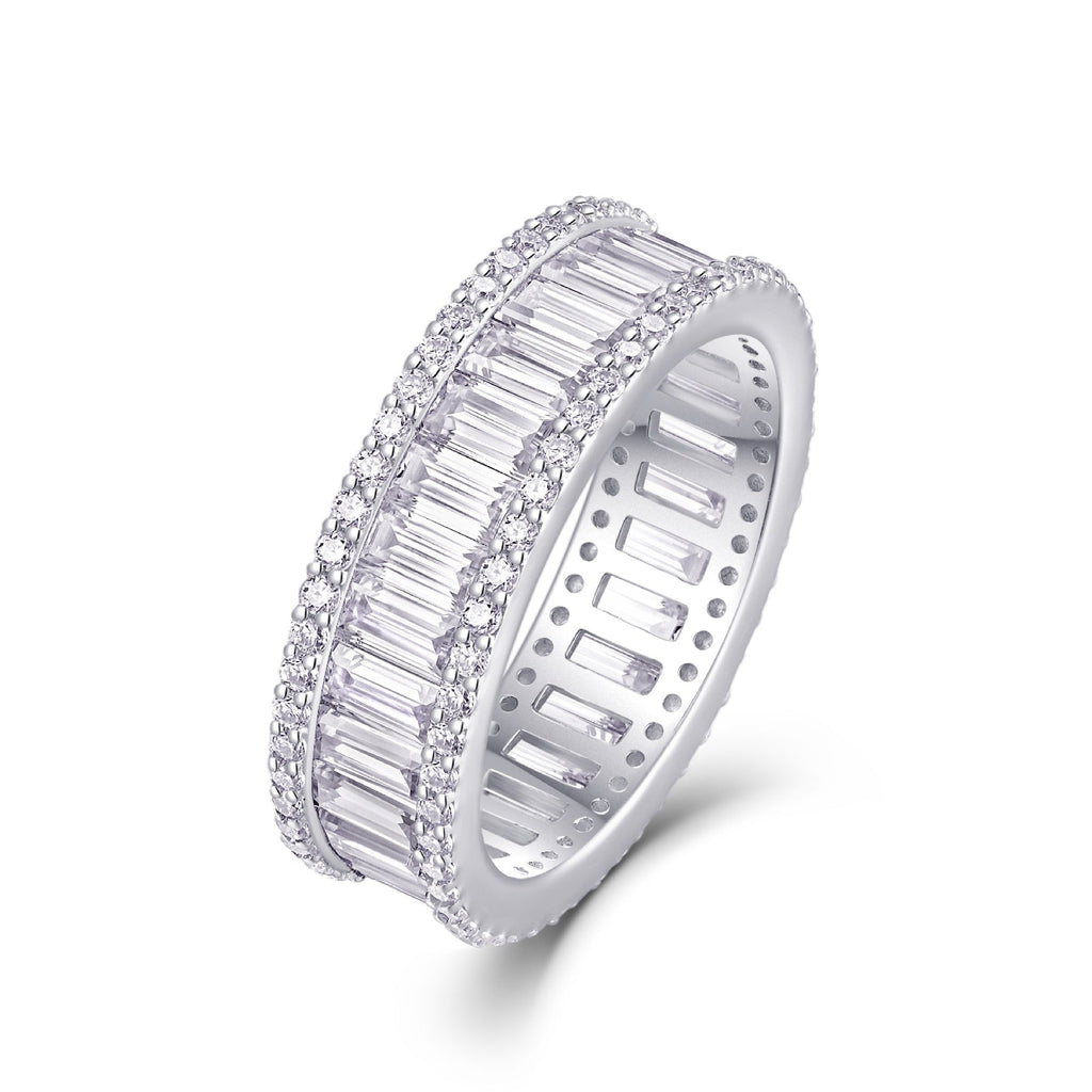 Note Moissanite Eternity Band Ring in Sterling Silver