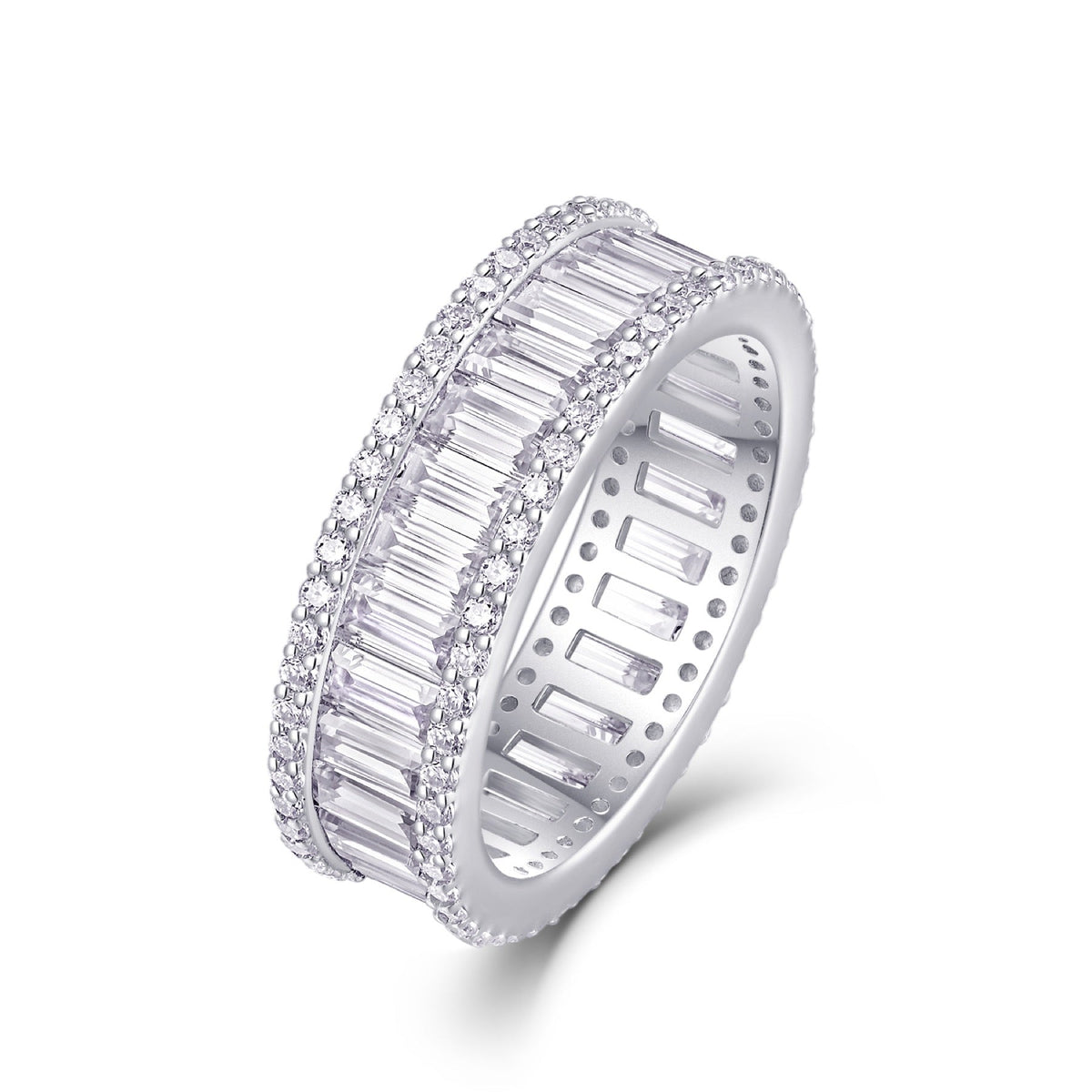 Note Moissanite Eternity Band Ring in Sterling Silver