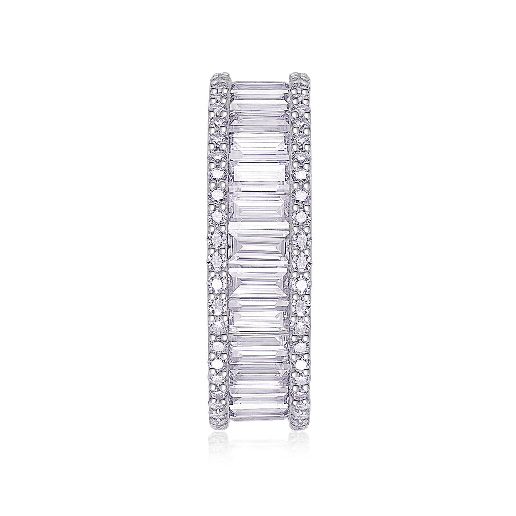 Note Moissanite Eternity Band Ring in Sterling Silver