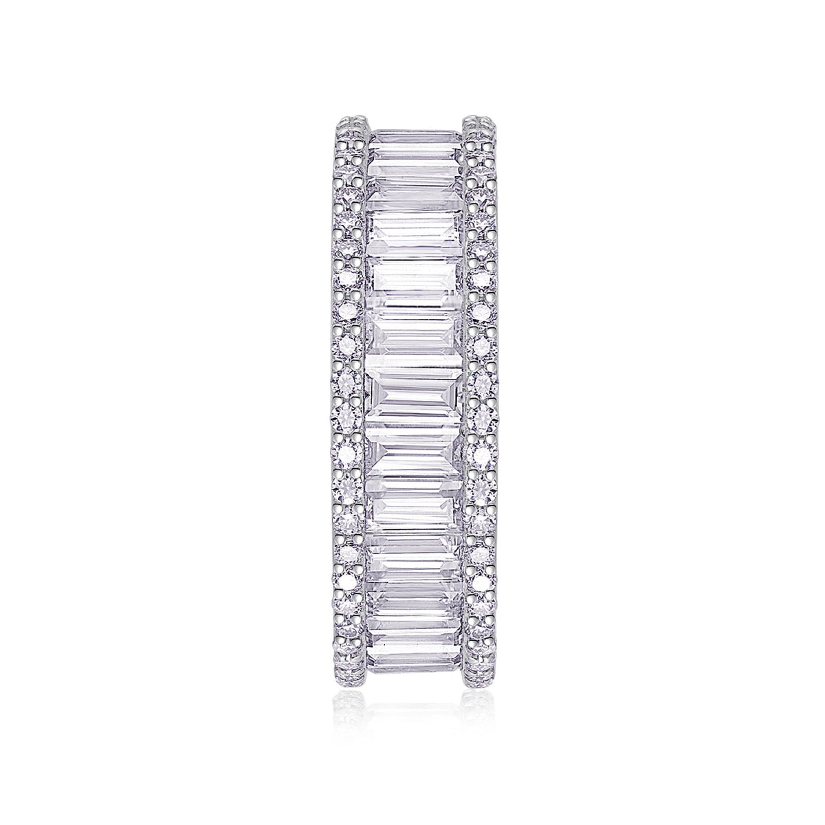 Note Moissanite Eternity Band Ring in Sterling Silver