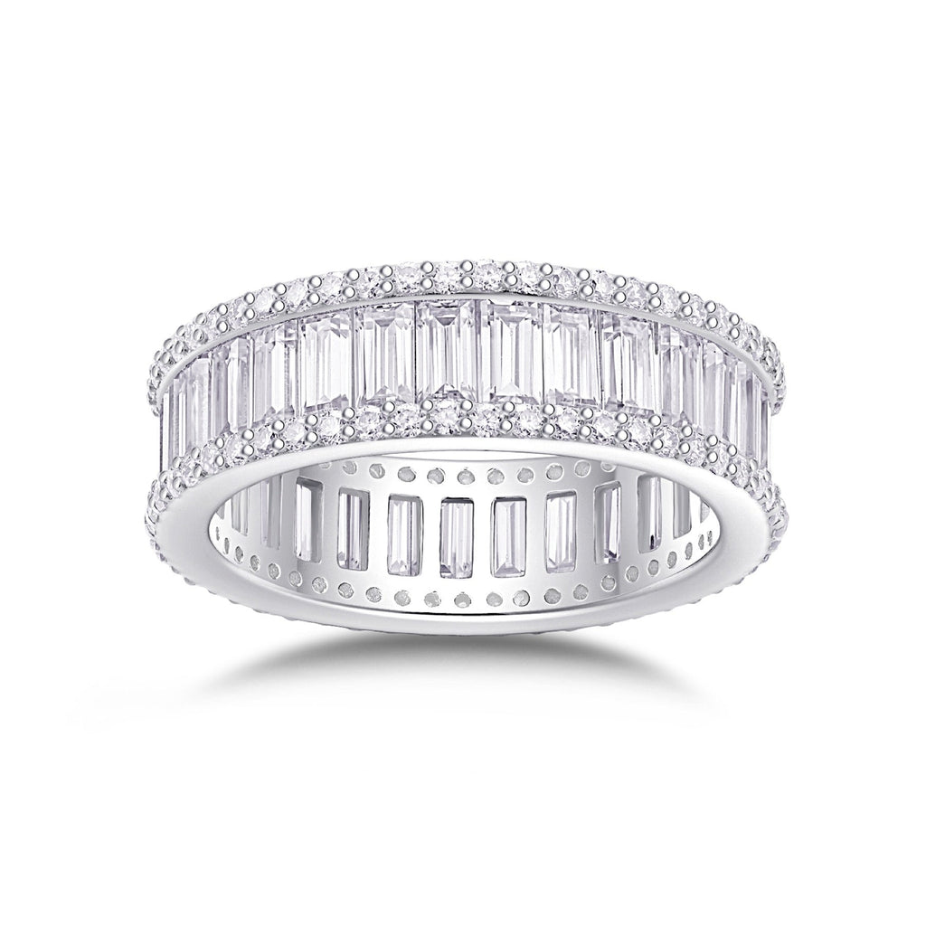 Note Moissanite Eternity Band Ring in Sterling Silver