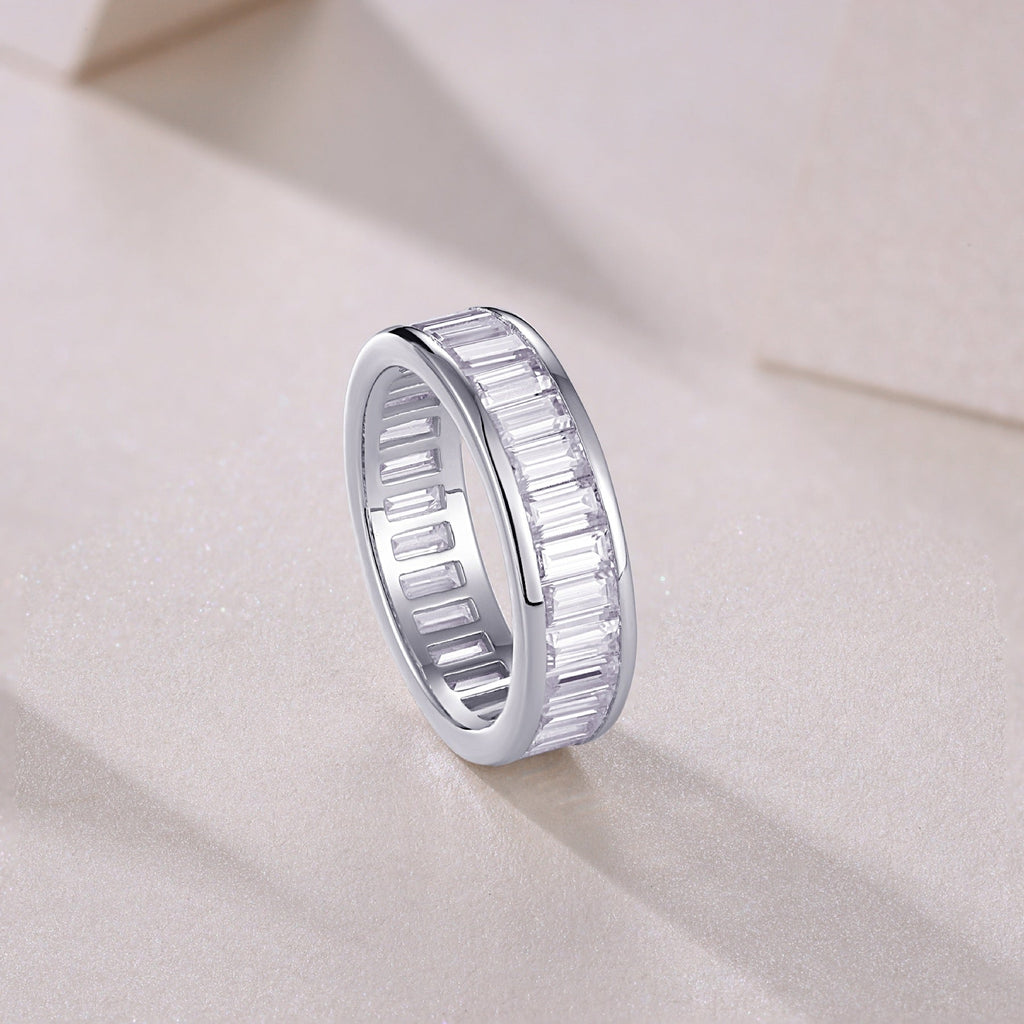 Rhythm Moissanite Eternity Band Ring in Sterling Silver