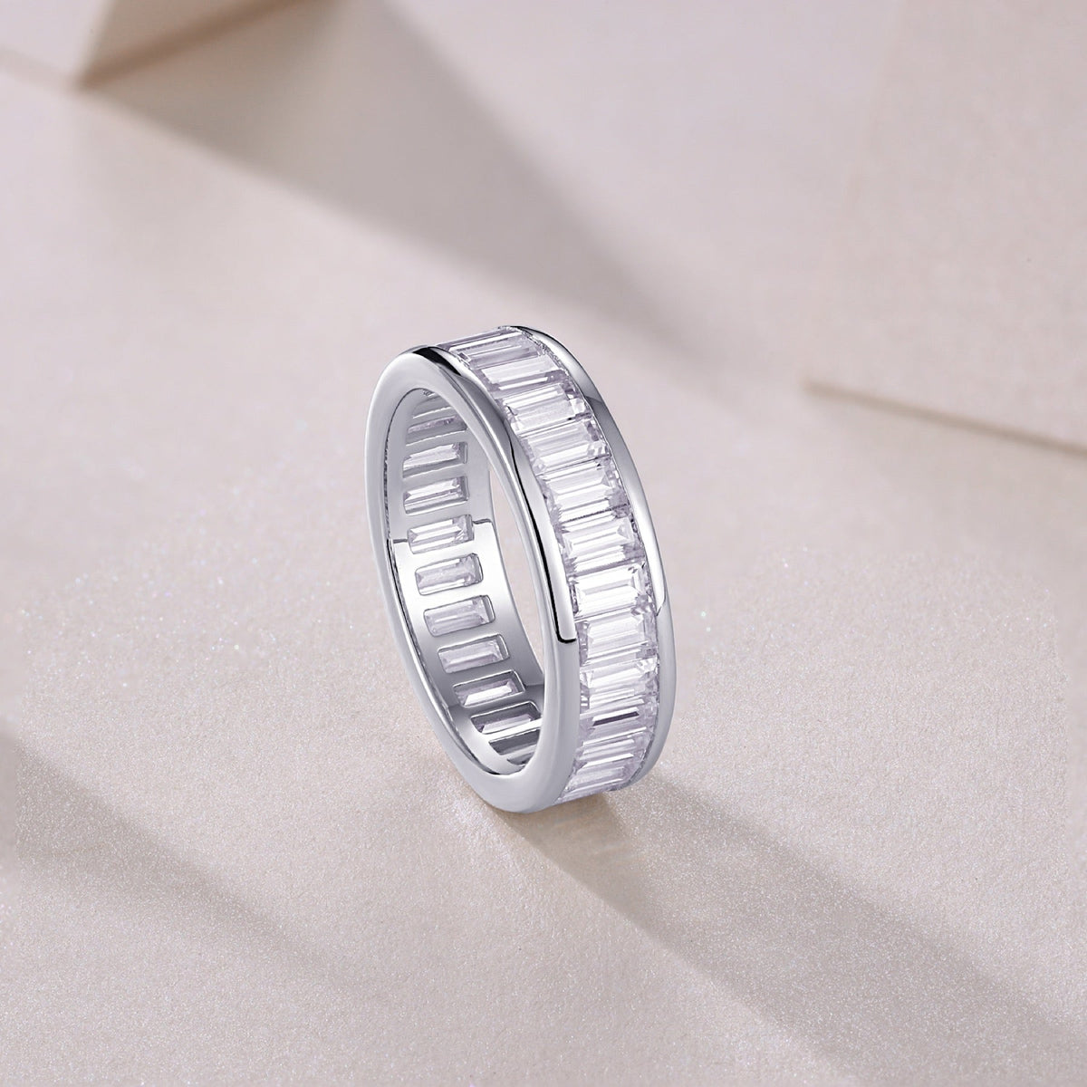 Rhythm Moissanite Eternity Band Ring in Sterling Silver