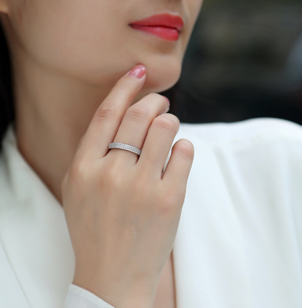 Illume Moissanite Eternity Band Ring in Sterling Silver