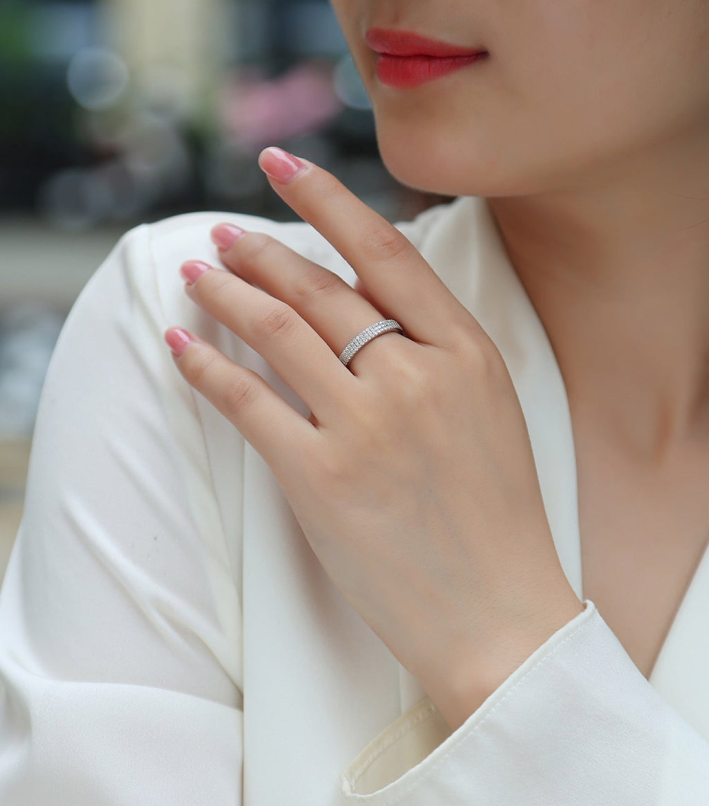 Illume Moissanite Eternity Band Ring in Sterling Silver
