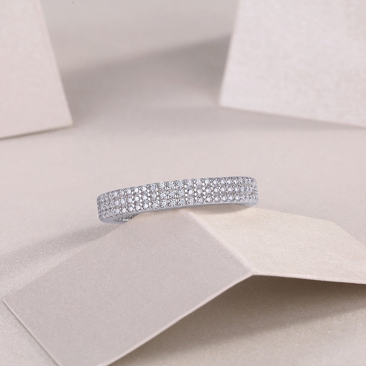 Illume Moissanite Eternity Band Ring in Sterling Silver
