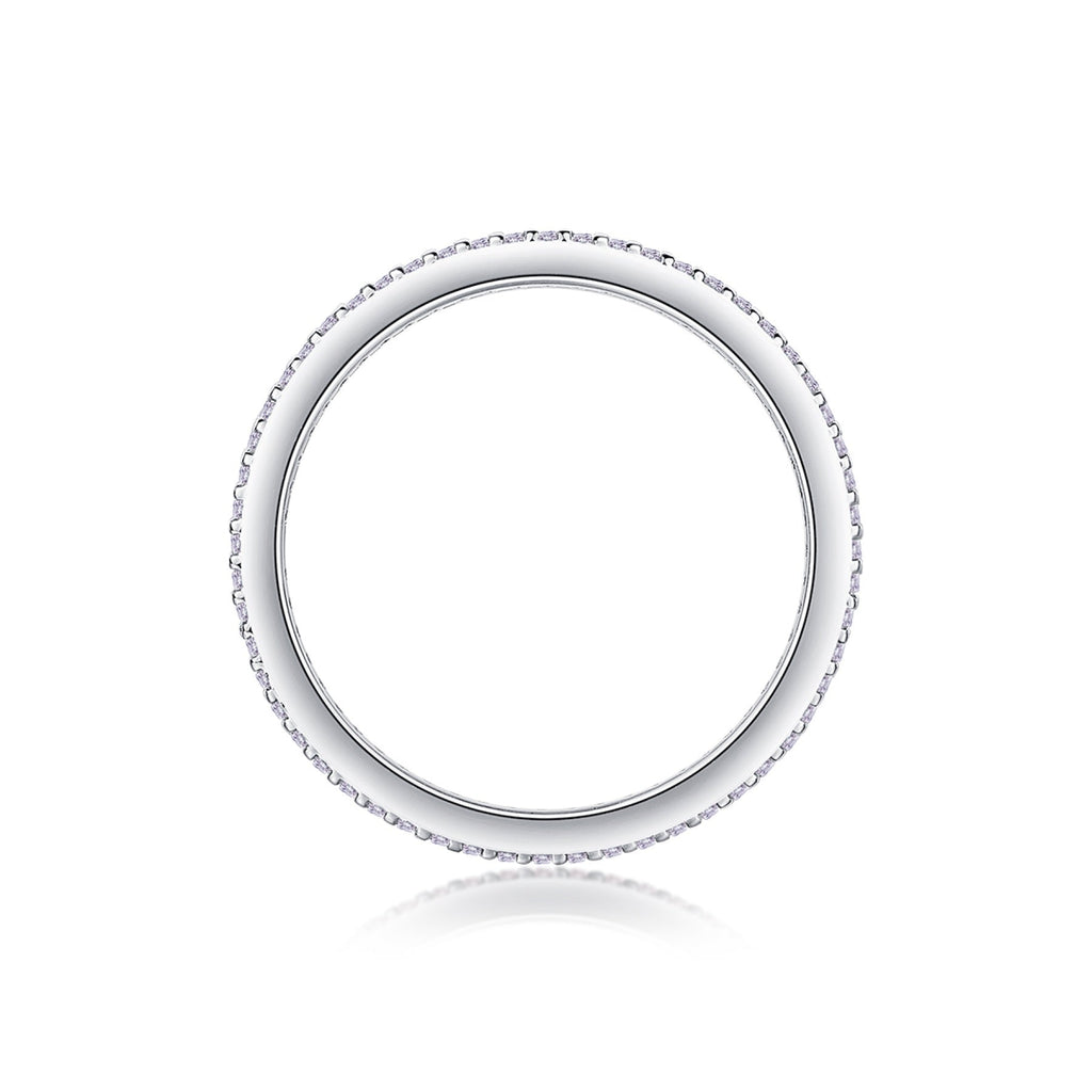Fullpave Moissanite Eternity Band Ring in Sterling Silver