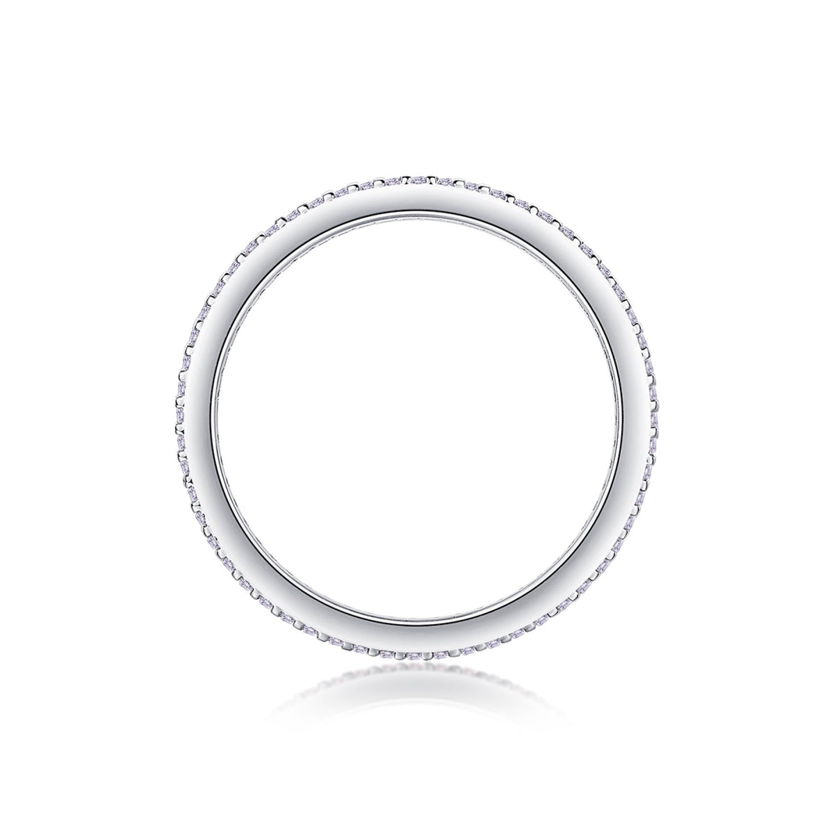 Fullpave Moissanite Eternity Band Ring in Sterling Silver