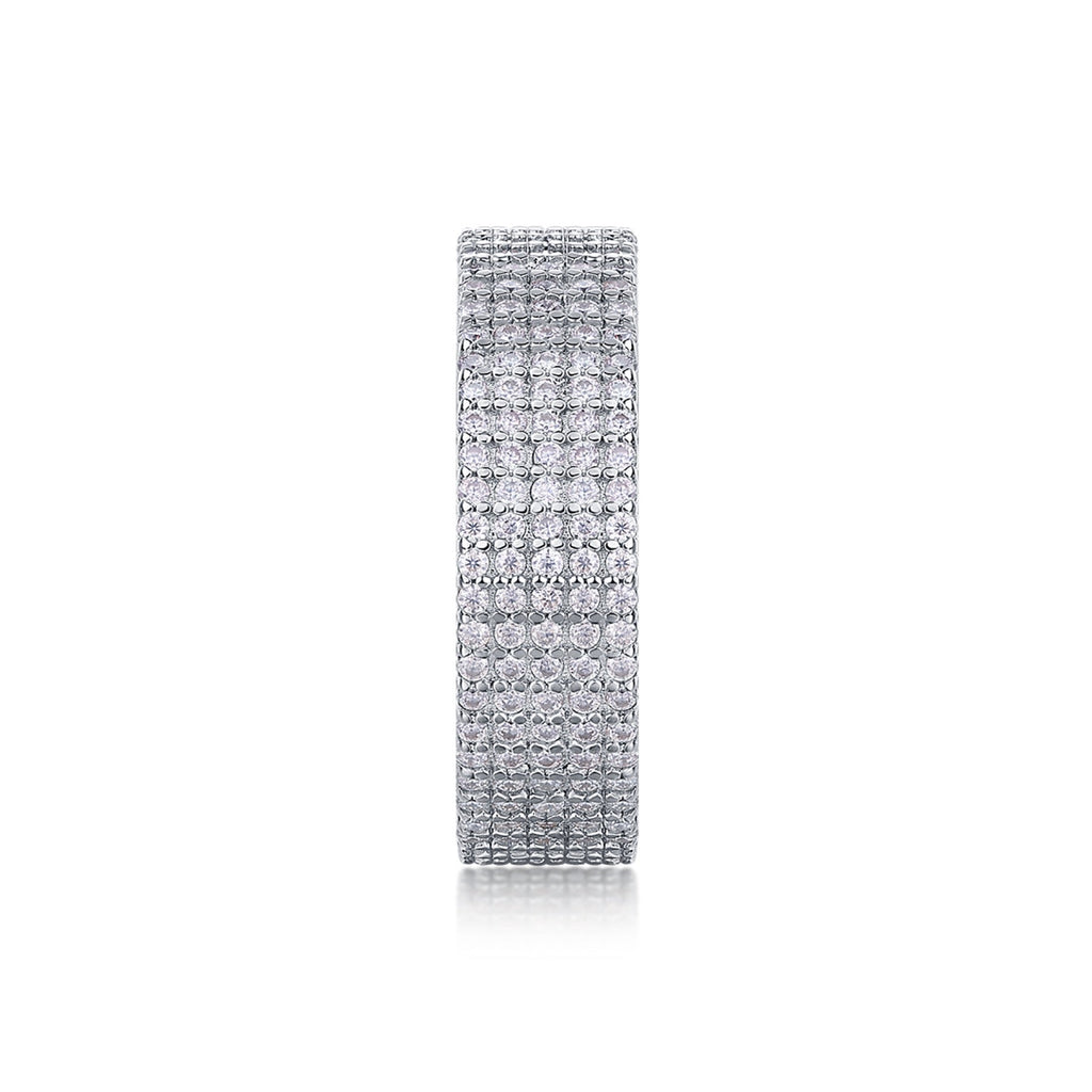 Fullpave Moissanite Eternity Band Ring in Sterling Silver
