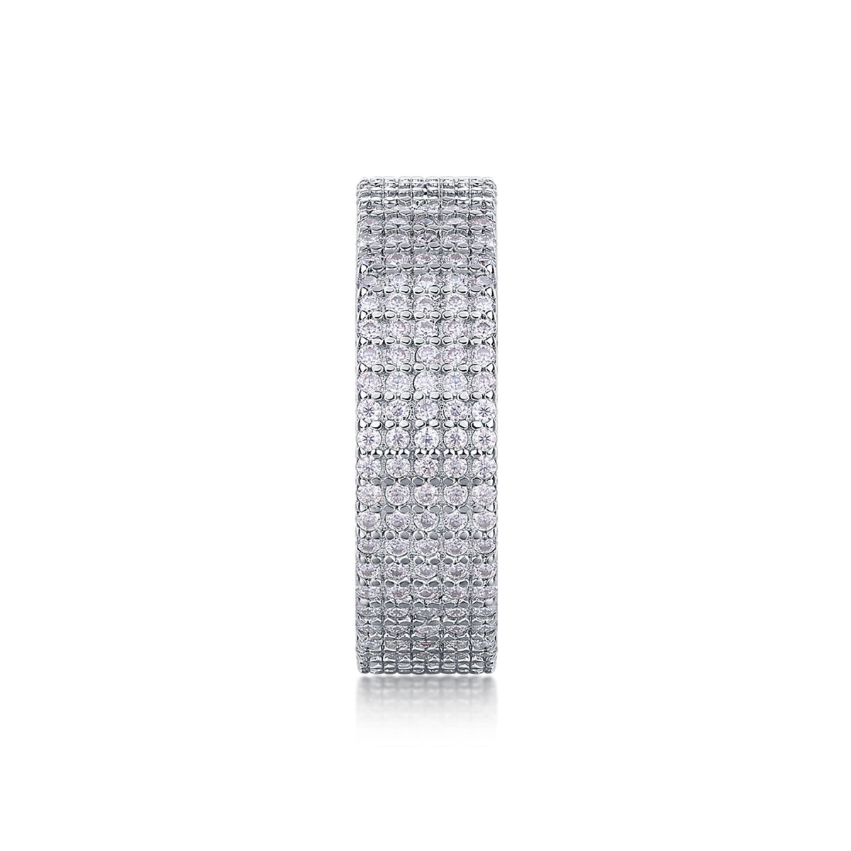 Fullpave Moissanite Eternity Band Ring in Sterling Silver
